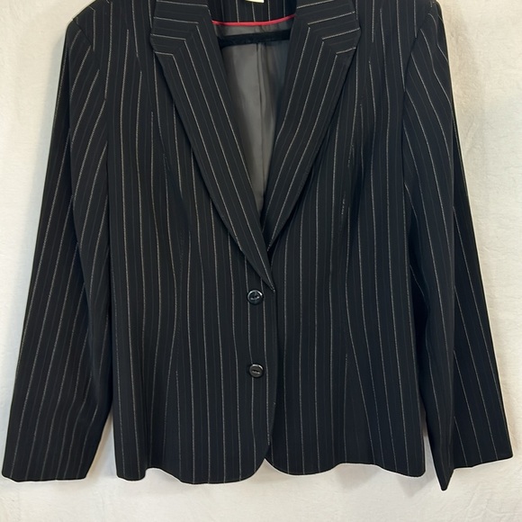 Worthington Black Silver Stripe 2 Button Blazer Jacket Size 14 - Picture 3 of 11